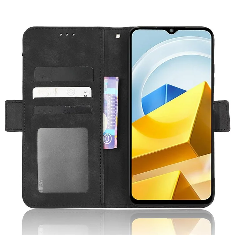 Per Xiaomi Poco M5 4G PU Pelle Vari Slot per Schede Pieghevole Stand Custodia Portafoglio per Telefono Custodia per Telefono - Nero