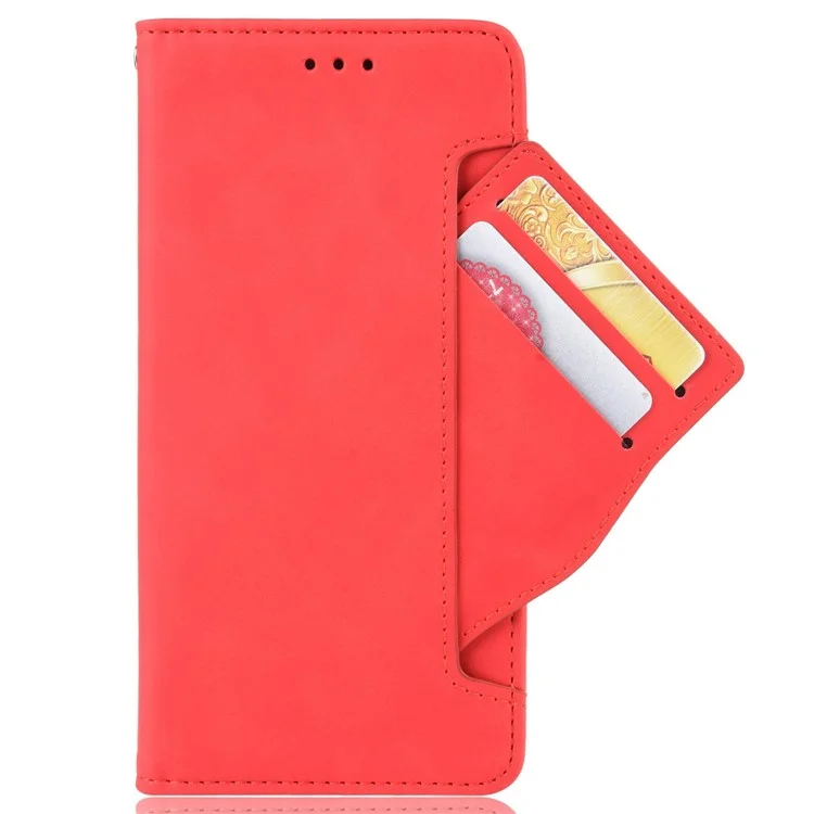 For Xiaomi Poco M5 4G PU Leather Multiple Card Slots Foldable Stand Wallet Phone Cover Phone Case - Red
