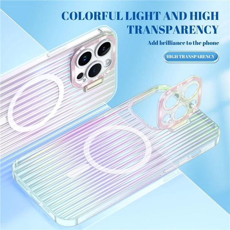 Bulk Purchasing For iPhone 15 Pro Max Magnetic Case PC+TPU Gradient Color Phone Cover with Lens Kickstand - Red