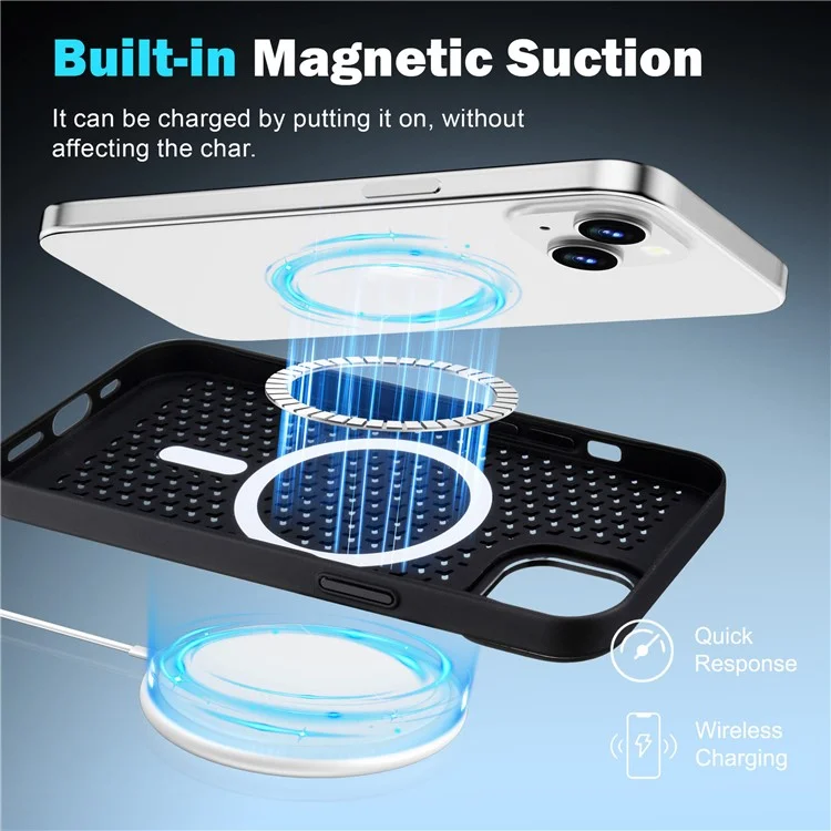 Comprar a Granel Para Iphone 15 Magnetic Case Disipación de Calor PC+TPU Tpule - Negro