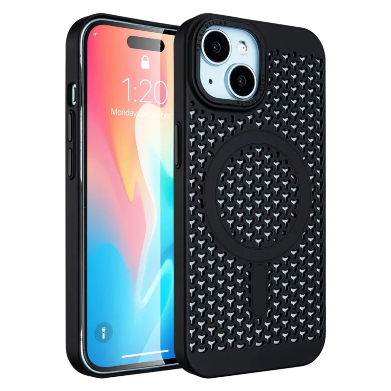 Bulk Purchasing For iPhone 15 Plus Magnetic Case Heat Dissipation PC+TPU Phone Cover - Black
