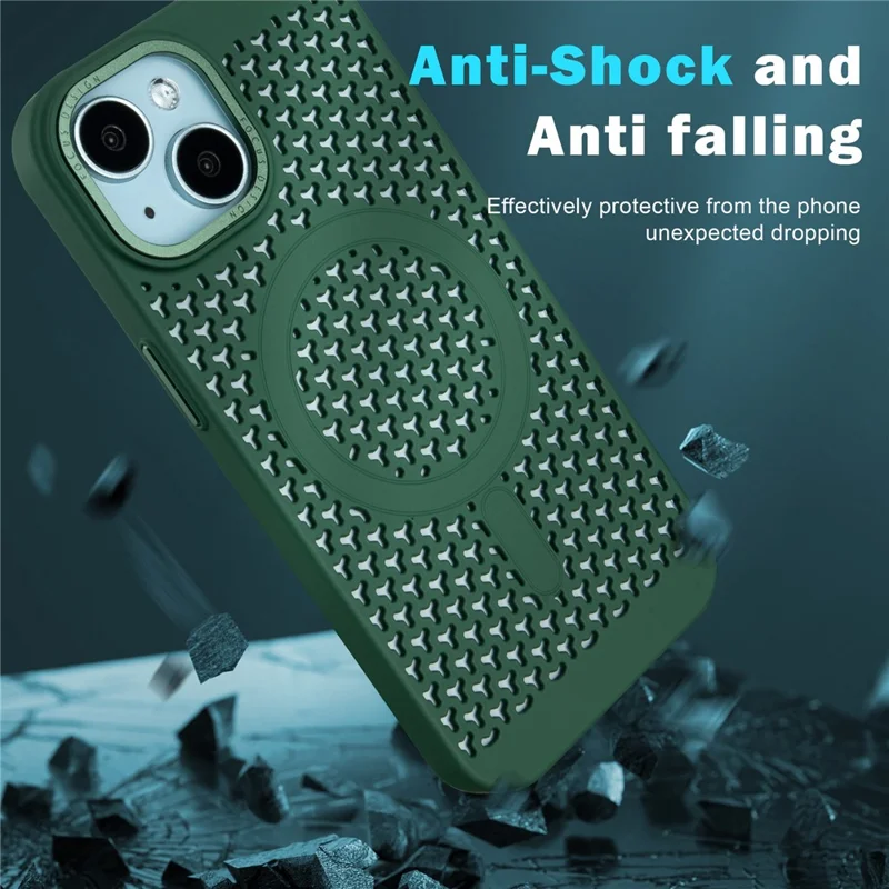 Bulk Purchasing For iPhone 15 Plus Magnetic Case Heat Dissipation PC+TPU Phone Cover - Black