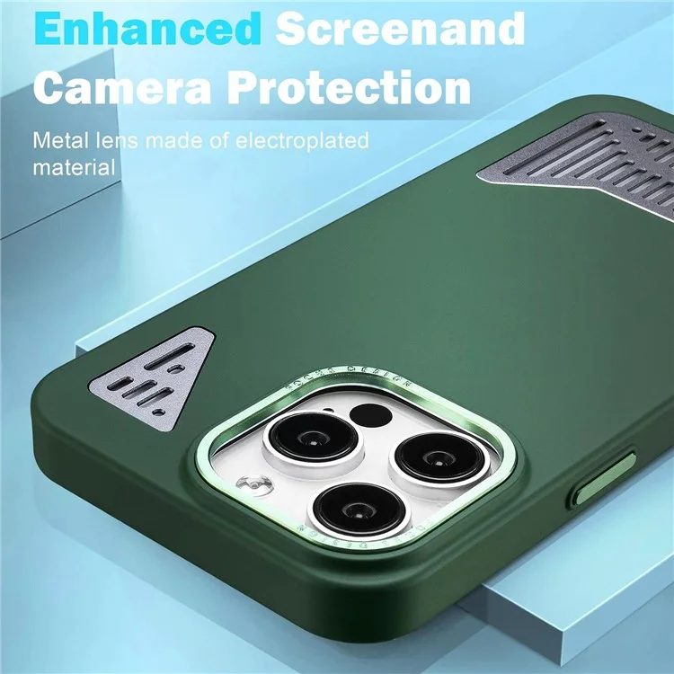 Compra em Massa Para Iphone 14 Pro Max Magnetic Case Hollow Out Calor Dissipation PC+TPU Tampa do Telefone - Preto