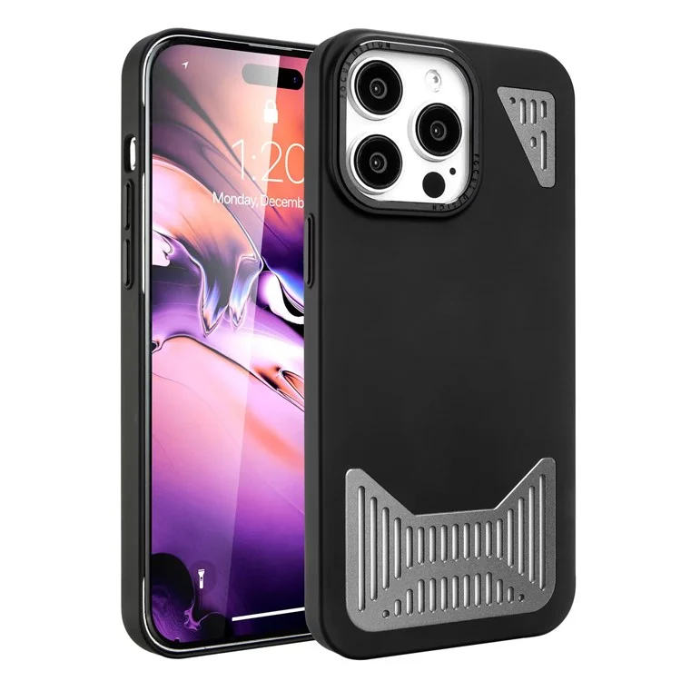 Acheter en Vrac Pour L'iphone 15 Pro Max Magnetic Case Hollow Out Dissipation pc + Tpu Téléphone Couverture - Noir