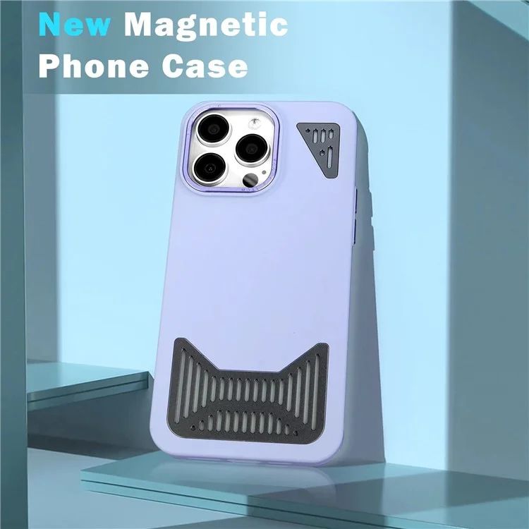 Acheter en Vrac Pour L'iphone 15 Pro Max Magnetic Case Hollow Out Dissipation pc + Tpu Téléphone Couverture - Noir