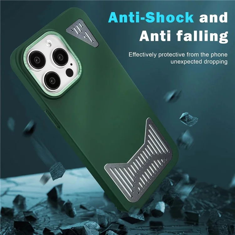 Acheter en Vrac Pour L'iphone 15 Pro Max Magnetic Case Hollow Out Dissipation pc + Tpu Téléphone Couverture - Noir
