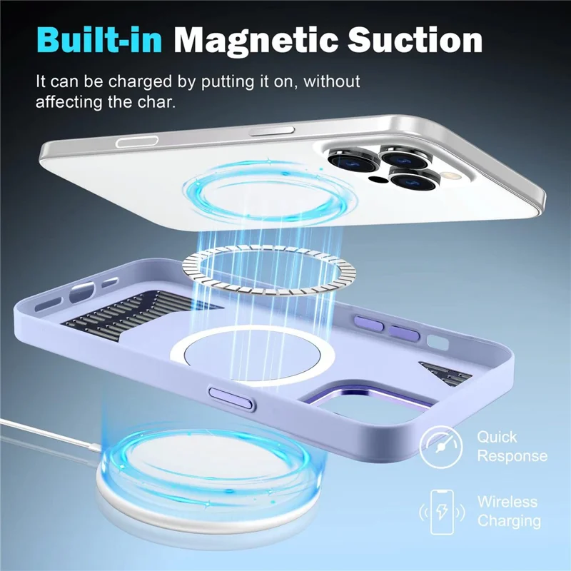 Обваленная Покупка Для Iphone 16 Pro Max Magnetic Case Hollow Out Heat Dissipation PC+TPU Cay Phone Cover - Черный