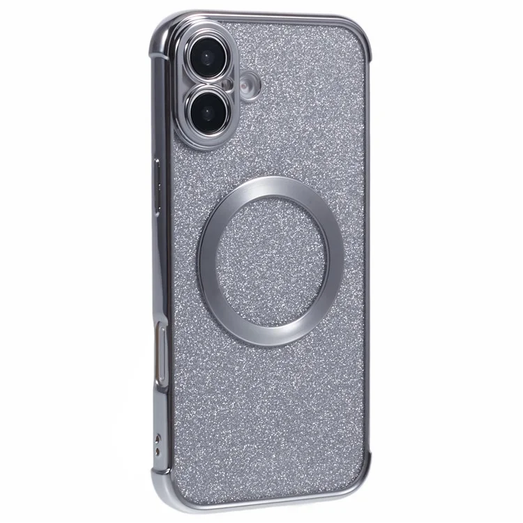 Для Iphone 16 Case Allectrating Glitter TPU Clear Chop Cover, Совместимый с Magsafe - Серебро