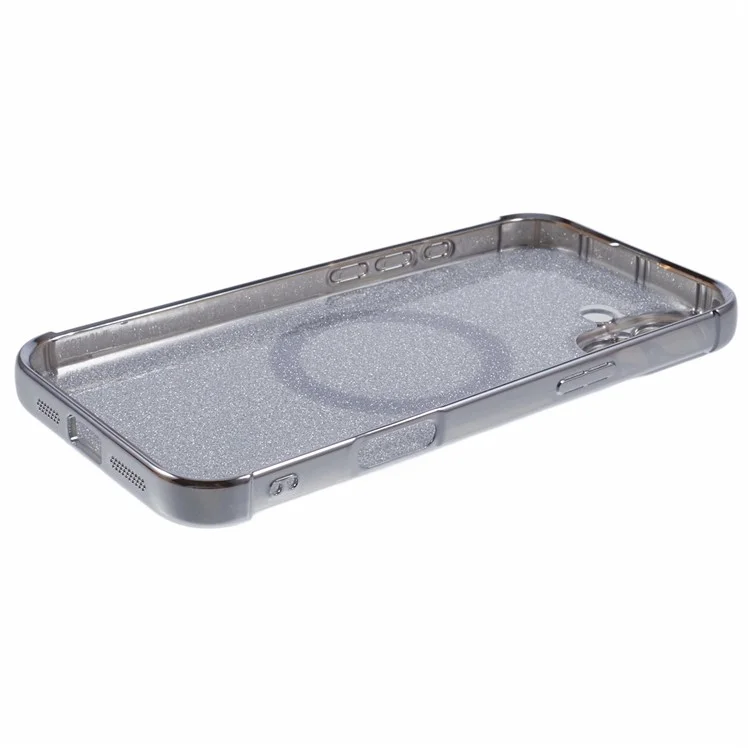 Для Iphone 16 Case Allectrating Glitter TPU Clear Chop Cover, Совместимый с Magsafe - Серебро