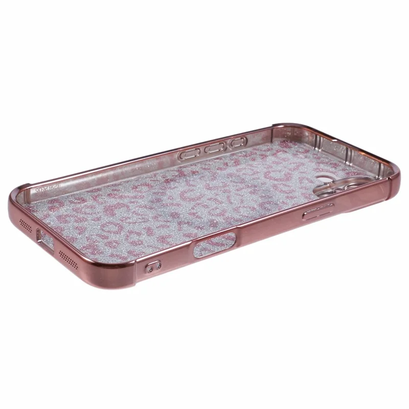 For iPhone 16 Plus Case Compatible with MagSafe Sparkly Leopard Print Clear TPU Phone Cover - Rose Pink