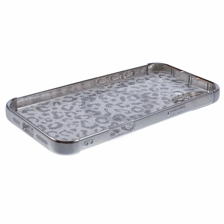 For iPhone 16 Case Compatible with MagSafe Sparkly Leopard Print Clear TPU Phone Cover - Silver