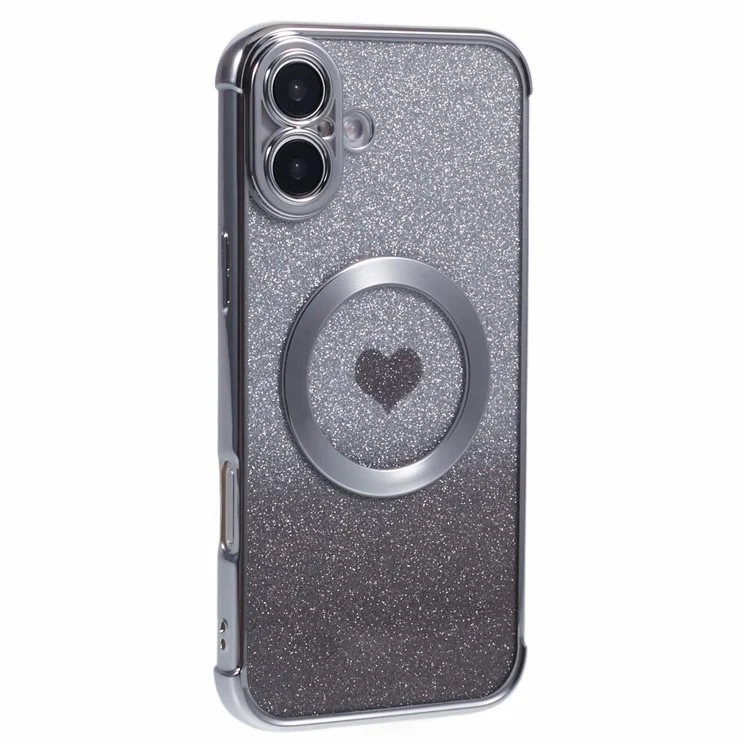 Pour L'iphone 16 Gradient de Cas Sparkle TPU Couverture de Téléphone Compatible Avec Magsafe - Argent