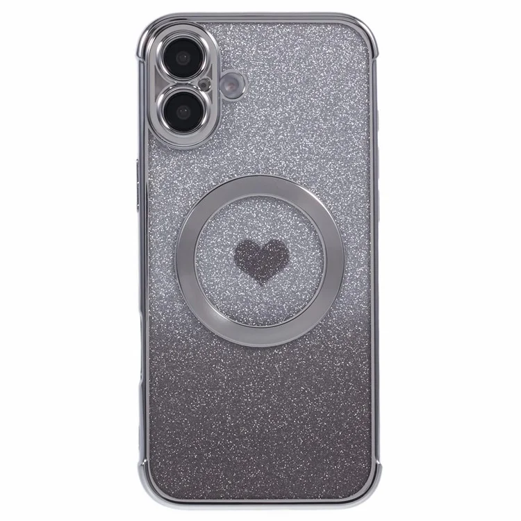 Pour L'iphone 16 Gradient de Cas Sparkle TPU Couverture de Téléphone Compatible Avec Magsafe - Argent