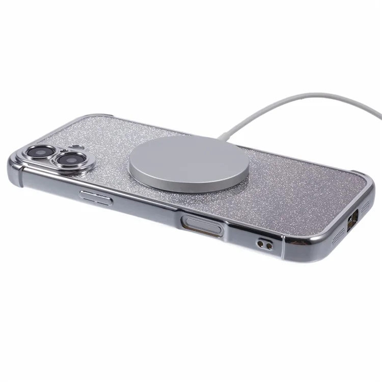 Pour L'iphone 16 Gradient de Cas Sparkle TPU Couverture de Téléphone Compatible Avec Magsafe - Argent