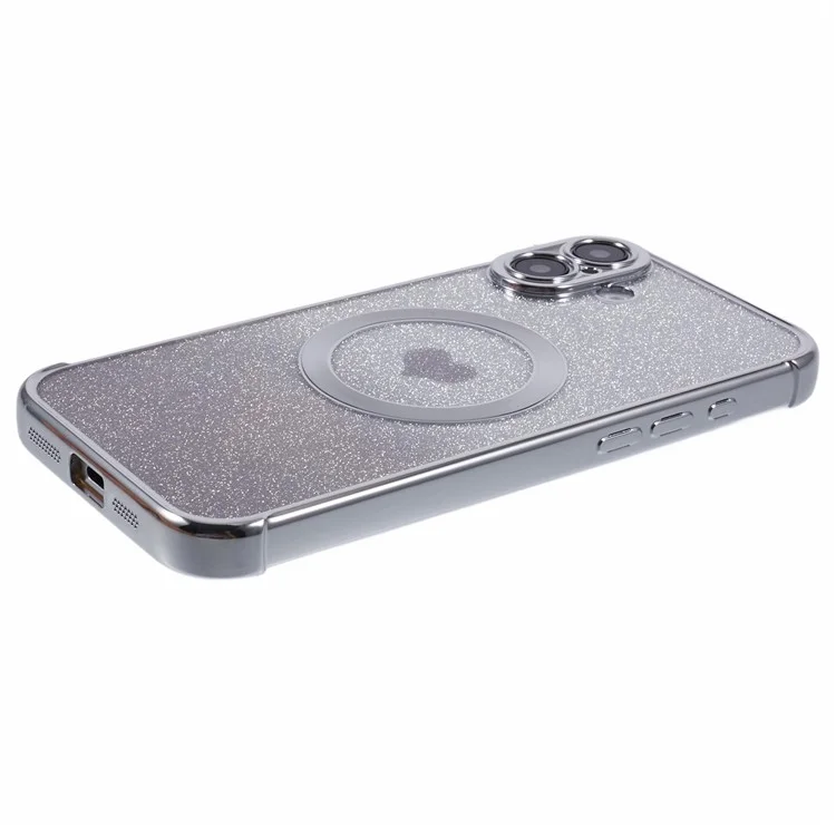 Pour L'iphone 16 Gradient de Cas Sparkle TPU Couverture de Téléphone Compatible Avec Magsafe - Argent