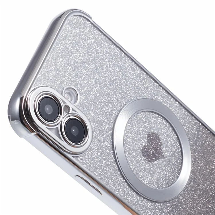 Pour L'iphone 16 Gradient de Cas Sparkle TPU Couverture de Téléphone Compatible Avec Magsafe - Argent