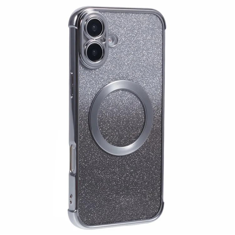 Pour Iphone 16 Plus Case Compatible Avec Magsafe Electroplasting TPU Gradient Pintter Phone Cover - Argent