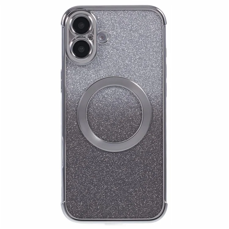 Pour Iphone 16 Plus Case Compatible Avec Magsafe Electroplasting TPU Gradient Pintter Phone Cover - Argent