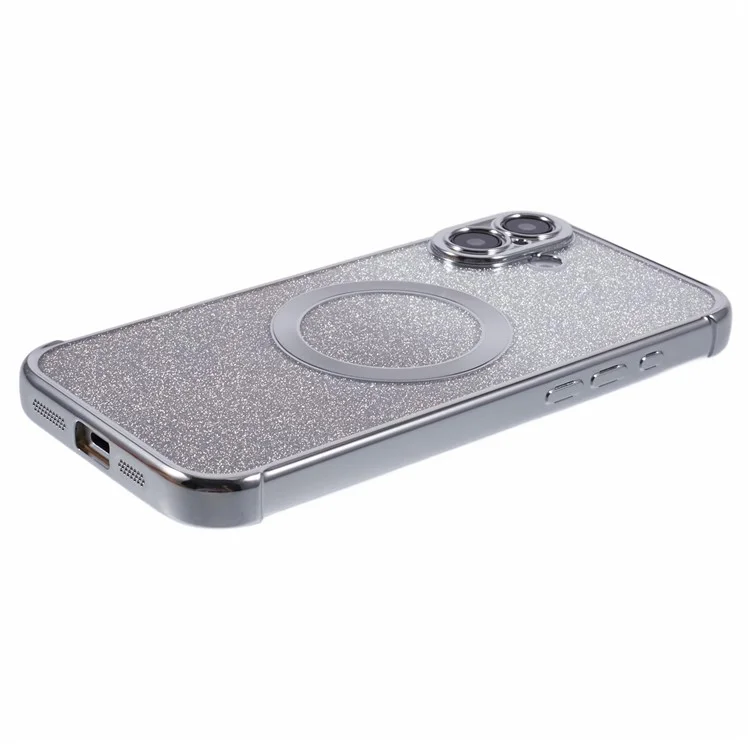 Pour Iphone 16 Plus Case Compatible Avec Magsafe Electroplasting TPU Gradient Pintter Phone Cover - Argent