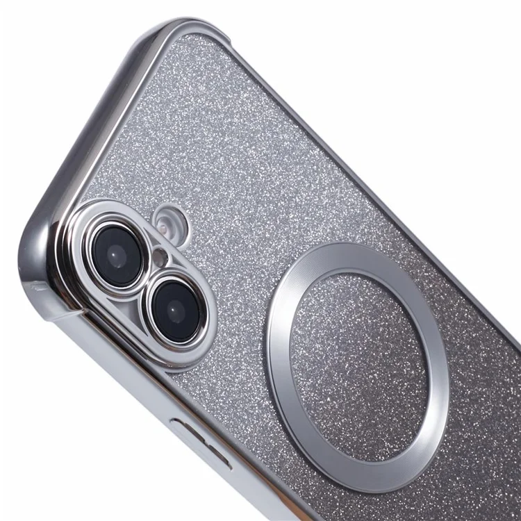 Pour Iphone 16 Plus Case Compatible Avec Magsafe Electroplasting TPU Gradient Pintter Phone Cover - Argent