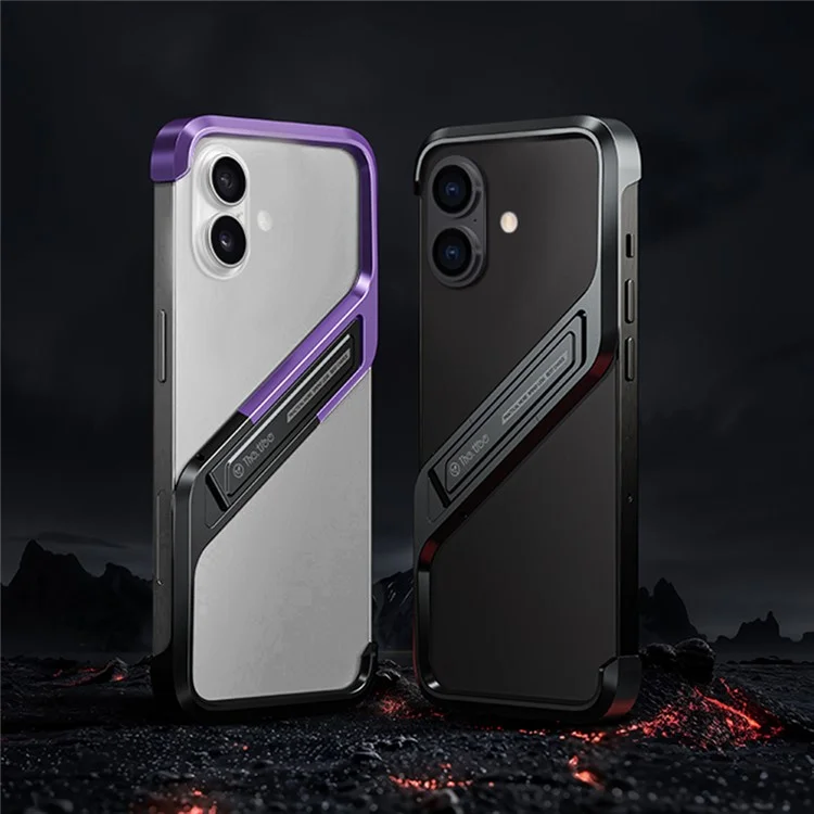 Für Iphone 16 Frameless Case S-förmige Aluminium-legierungs-telefonabdeckung Mit Kickstand - Lila