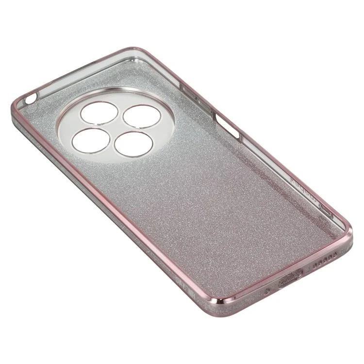 KADEM Para Xiaomi Poco C75 4G / Redmi 14R 5G / 14C 4G Capa com Anel Suporte TPU Flores Capa de Telefone Gradiente Brilhante - Rose Gold