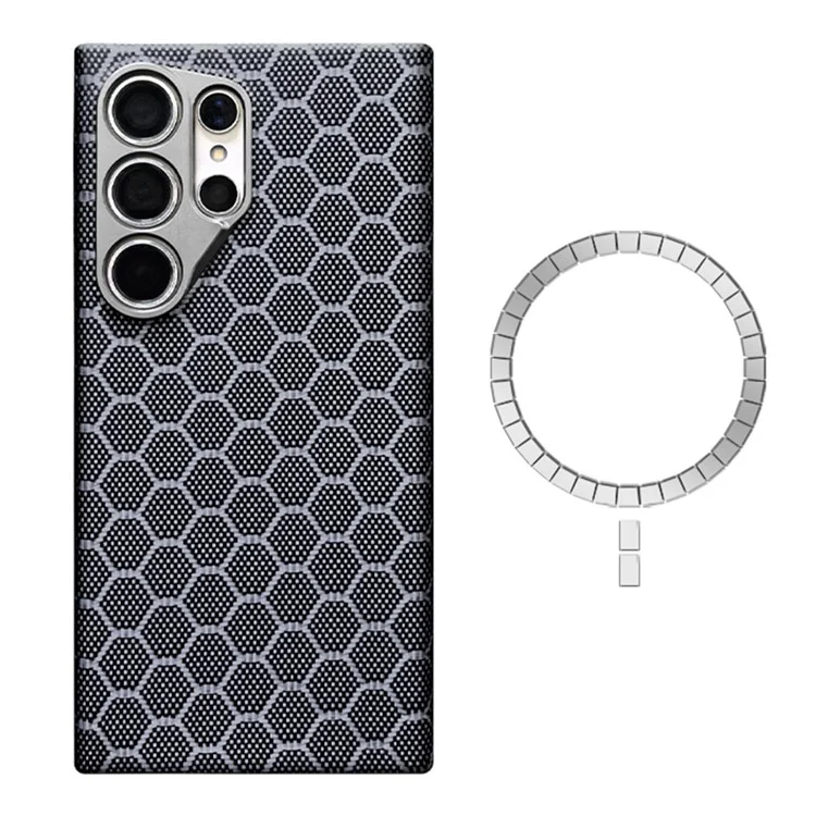 Pour Samsung Galaxy S24 Ultra Magnetic Case Aramid Fibre Honeycomb Texture Téléphone Couverture