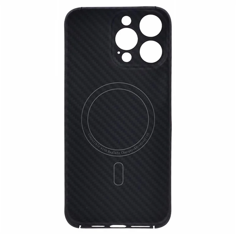 Pour Iphone 16 Pro Magnetic Case 1500D Texture Cove Aramide Couverture de Téléphone de Fibre Aramid - Noir