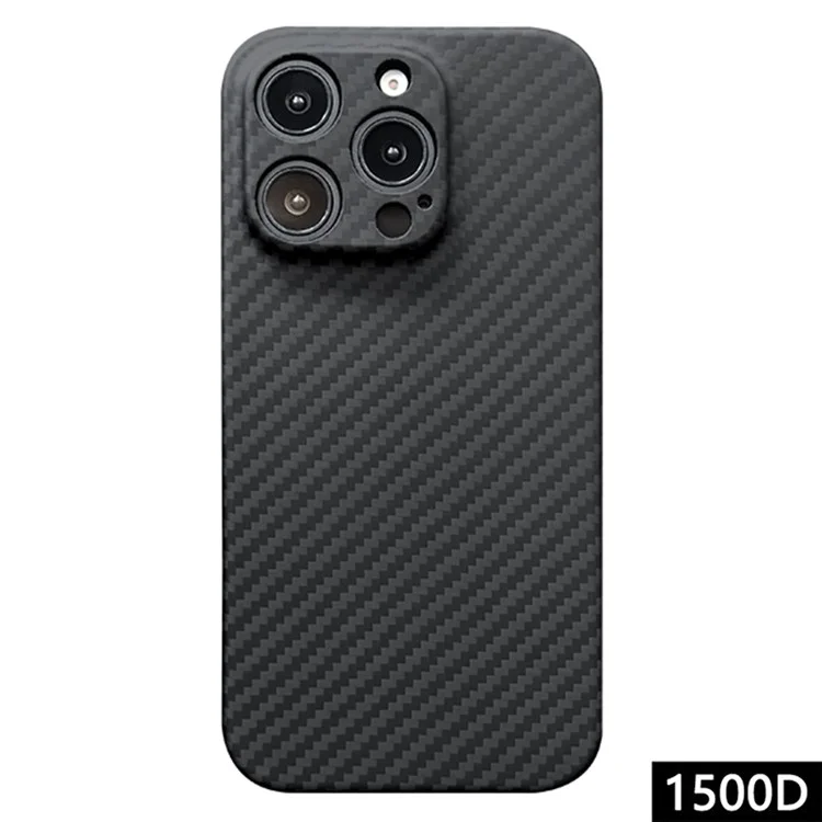 Für Das Iphone 16 Pro Case 1500D Grobte Textur Aramid Faser Telefonabdeckung Präzisionsausschnitt - Schwarz