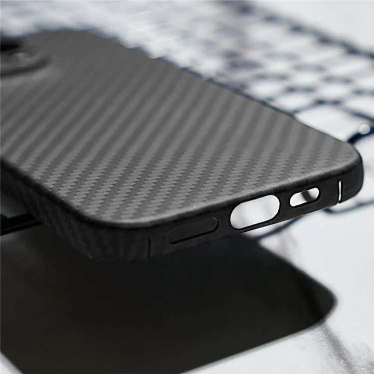 Für Das Iphone 16 Pro Case 1500D Grobte Textur Aramid Faser Telefonabdeckung Präzisionsausschnitt - Schwarz