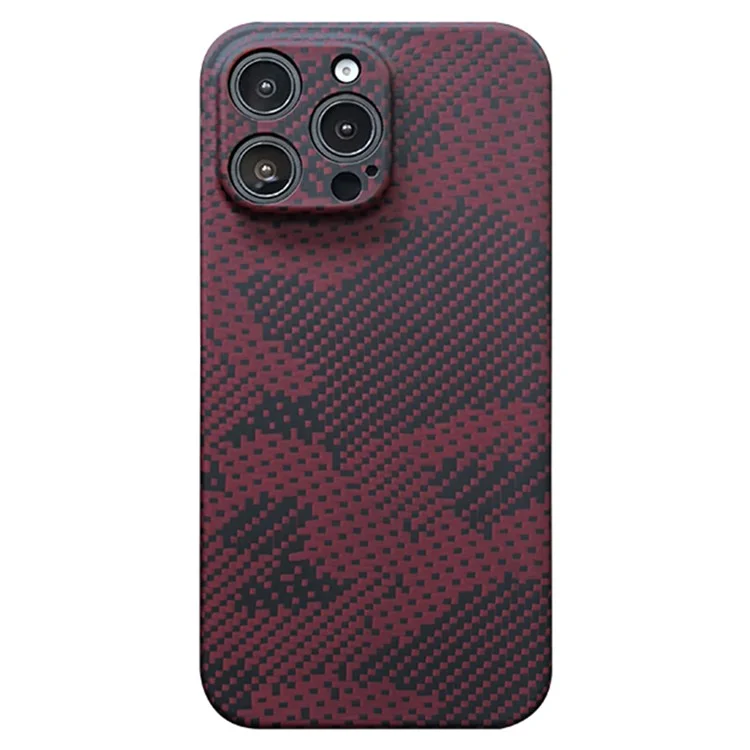 For iPhone 16 Pro Max Case Camouflage Red Aramid Fiber Protective Cover (Precise Lens Hole)