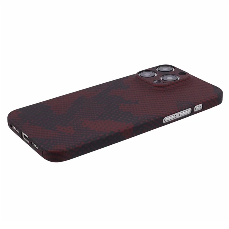 For iPhone 16 Pro Max Case Camouflage Red Aramid Fiber Protective Cover (Precise Lens Hole)