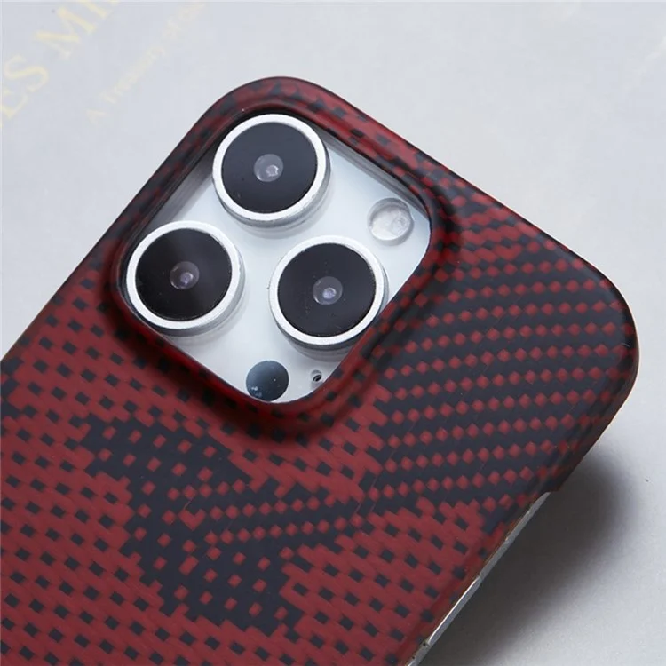 Für Das Iphone 16 Pro Max Hülle Ultra-dünn Tarnung Red Aramid Faser Telefonabdeckung (Big Lens Hole)