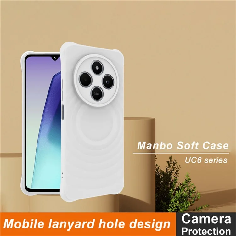 IMAK UC-6 Serie für Xiaomi Poco C75 4G / Redmi 14R 5G / 14C 4G Hülle Wassertropfen-Textur Anti-Rutsch Matte TPU Abdeckung - Matt Weiß