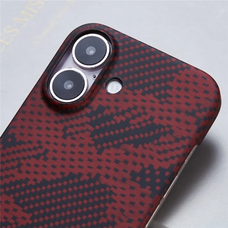 Für Iphone 16 Plus Case Ultra-dünn Tarntarter Red Aramid Faser Telefonabdeckung (Big Lens Hole)