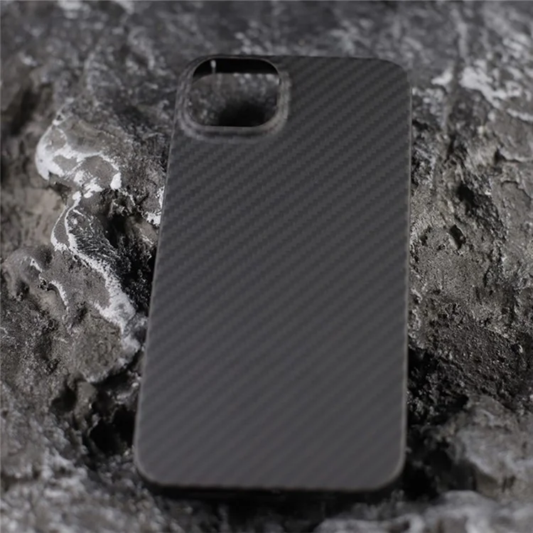Para Iphone 16 Magnetic Case 1500D Textura Gruesa Cubierta de Teléfono de Fibra Aramid (orificio de Lente Grande) - Negro