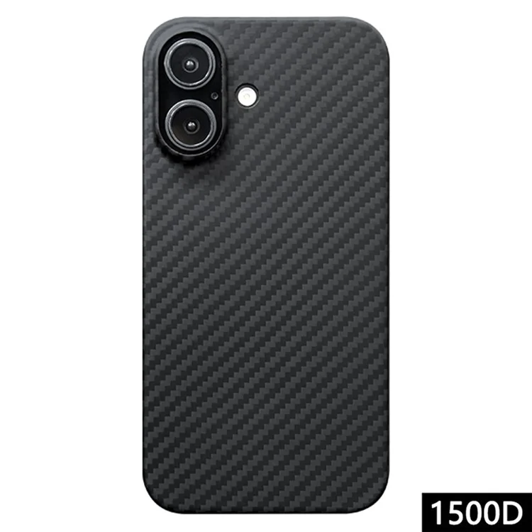 Für Das Iphone 16 Hülle 1500D Grobtextur Aramid Faser Thin Phone Deckung (Big Lens Hole) - Schwarz