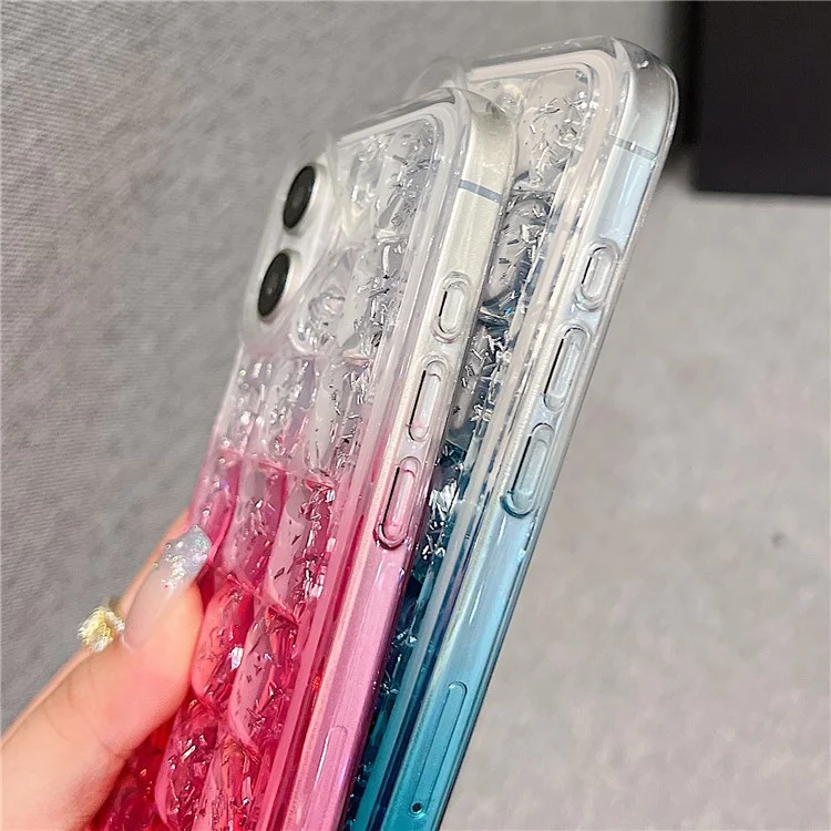 Для Iphone 16 Case Gradient Epoxy TPU Soft Phone Cope с Длинным Lanyard - Роза