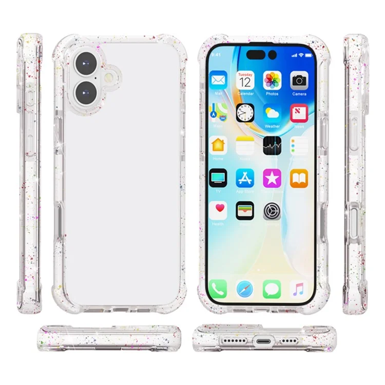 Para Iphone 16 Plus Case de Esquina Reforzada Tpu+tpe+acrylic Clear Teléfono Cubierta