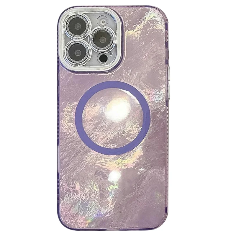 Для Iphone 16 Pro Max Case, Совместимый с Magsafe IMD Design PC+TPU Phone Cope со Стеклянной Пленкой - Фольга / Фиолетовый