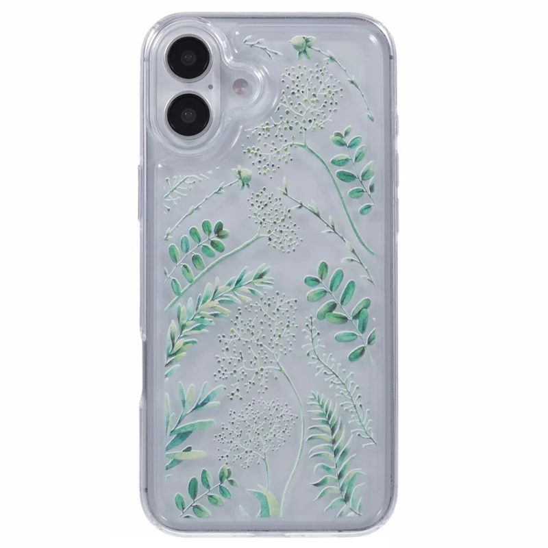 For iPhone 16 Case TPU Flower Printing Pattern Air Cushion Design Protective Cover - KS6