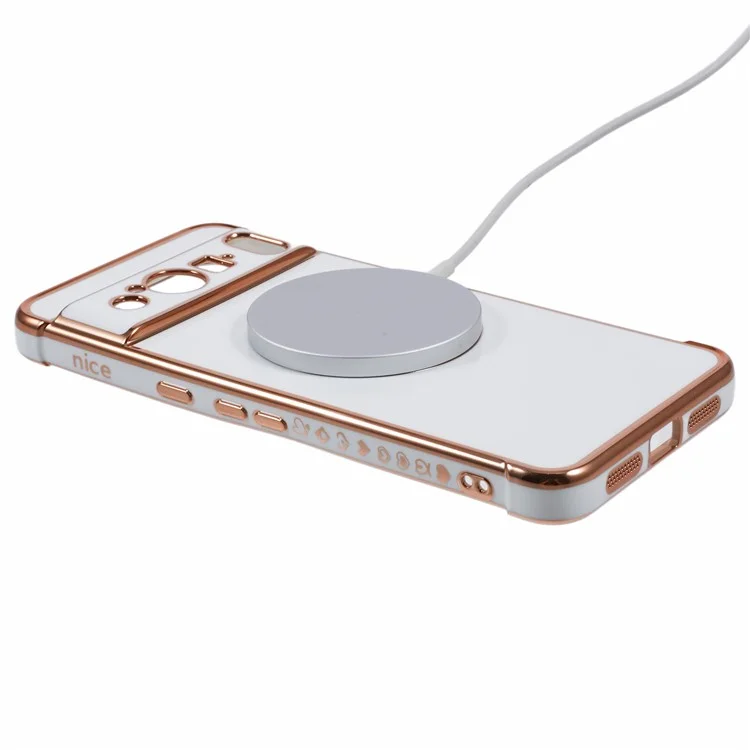 Для Google Pixel 8 Pro Case, Совместимый с Magsafe Ealloplated TPU Телефон, Полученные Сердца Love Hearts - Слоновая Кость Белая
