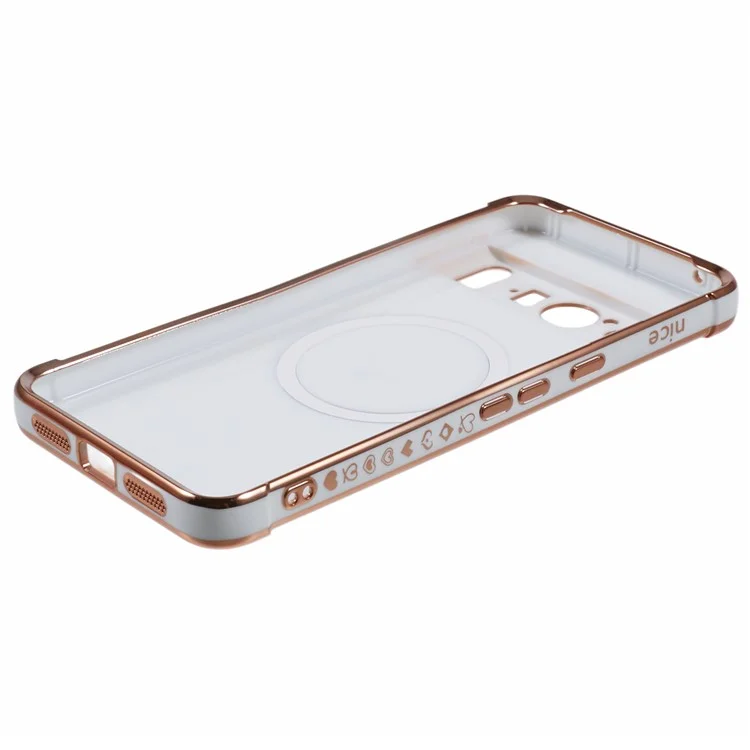Для Google Pixel 8 Pro Case, Совместимый с Magsafe Ealloplated TPU Телефон, Полученные Сердца Love Hearts - Слоновая Кость Белая