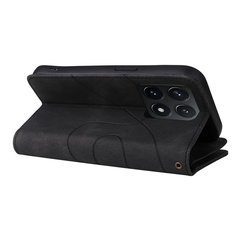 For Xiaomi 14T Leather Case with Strap Zipper 9 Card Slot Phone Cover Stand - Black