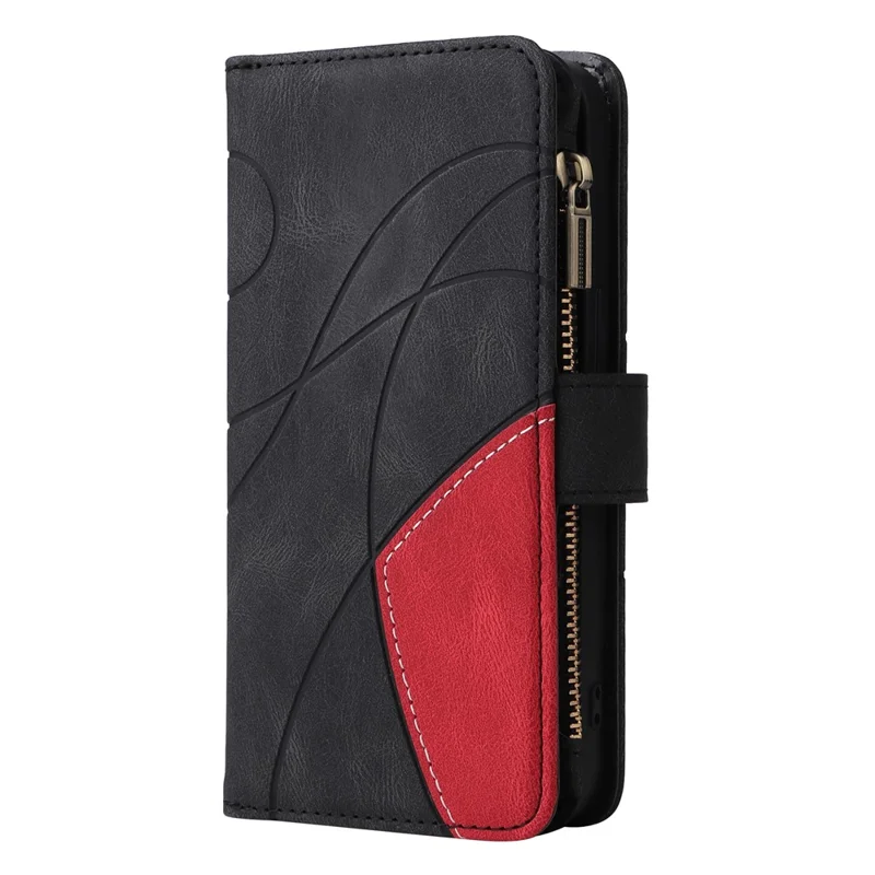 For Xiaomi 14T Leather Case with Strap Zipper 9 Card Slot Phone Cover Stand - Black