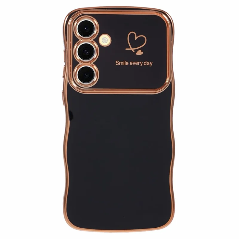 For Samsung Galaxy S24 FE Case Love Hearts TPU Phone Cover Curly Wave Frame Large Window - Black