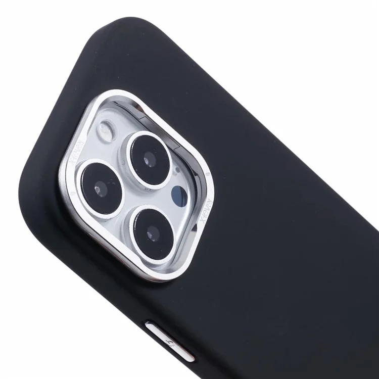 X-LEVEL For iPhone 16 Pro Max Case Compatible with MagSafe Lens Kickstand Liquid Silicone Soft Phone Cover - Black