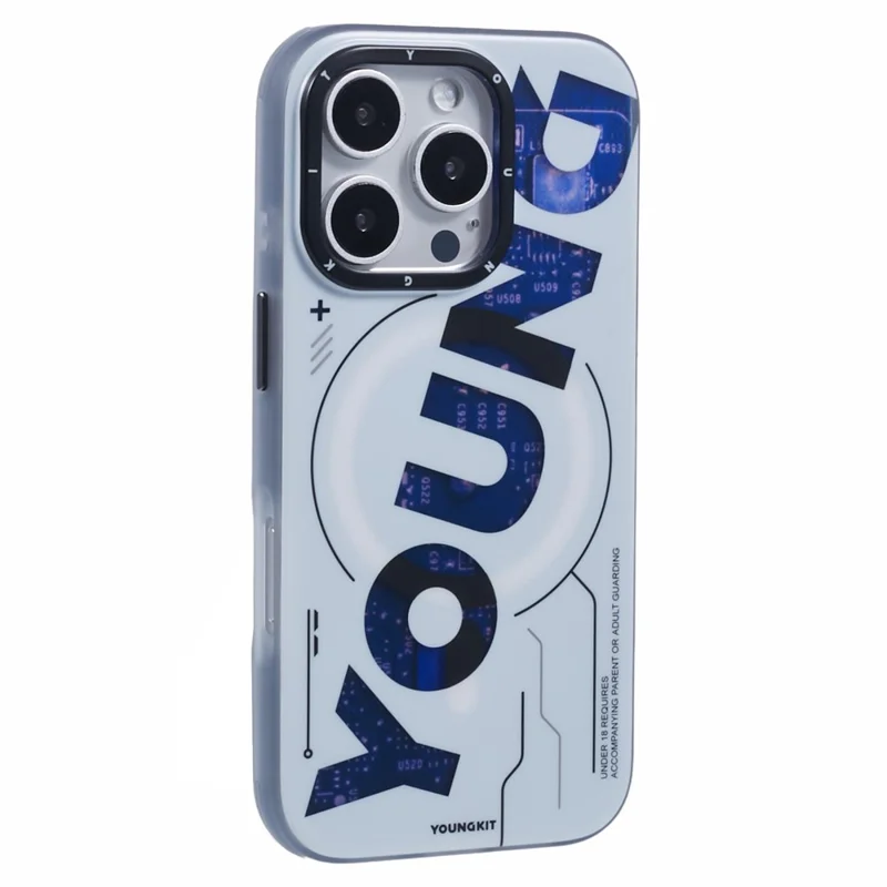 YOUNGKIT Future Series for iPhone 16 Pro Max Case Compatible with MagSafe IMD TPU Anti-Scratch Cover - Silver