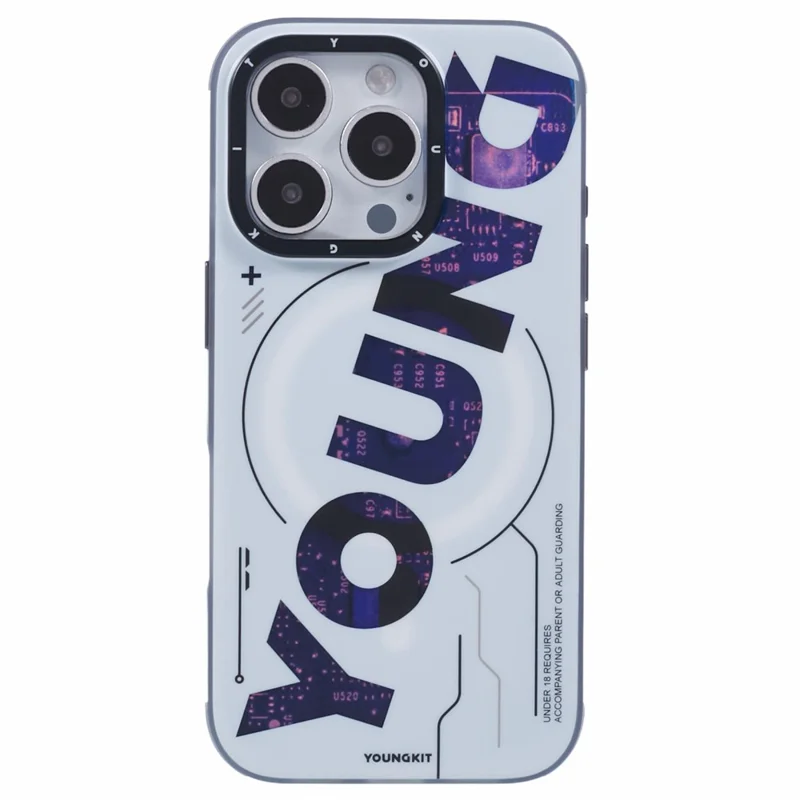 YOUNGKIT Future Series for iPhone 16 Pro Max Case Compatible with MagSafe IMD TPU Anti-Scratch Cover - Silver