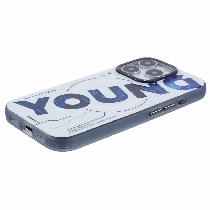 YOUNGKIT Future Series for iPhone 16 Pro Max Case Compatible with MagSafe IMD TPU Anti-Scratch Cover - Silver